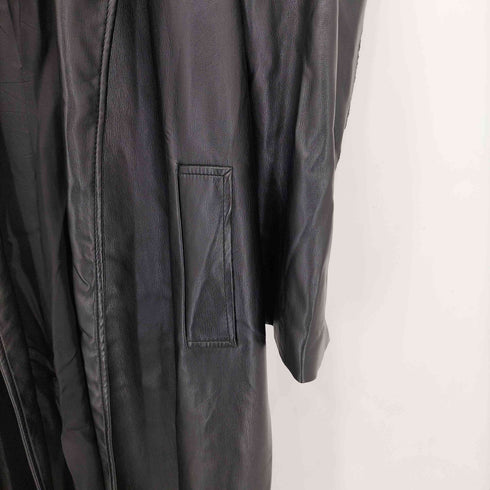 ザラ ZARA フェイクレザー ボタンレス チェスターコート レディース import:M