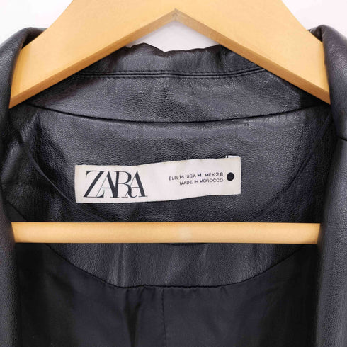 ザラ ZARA フェイクレザー ボタンレス チェスターコート レディース import:M