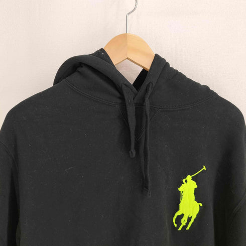 ラルフローレン RALPH LAUREN 00S ビッグポニー刺繍 ナンバリング 前V 裏起毛 プルオーバー パーカー メンズ import:L