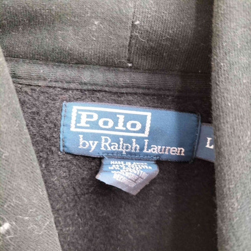 ラルフローレン RALPH LAUREN 00S ビッグポニー刺繍 ナンバリング 前V 裏起毛 プルオーバー パーカー メンズ import:L