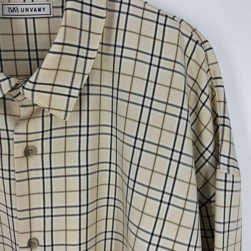 UNVAMY トロミ チェックレギュラーカラーシャツ メンズ JPN:L