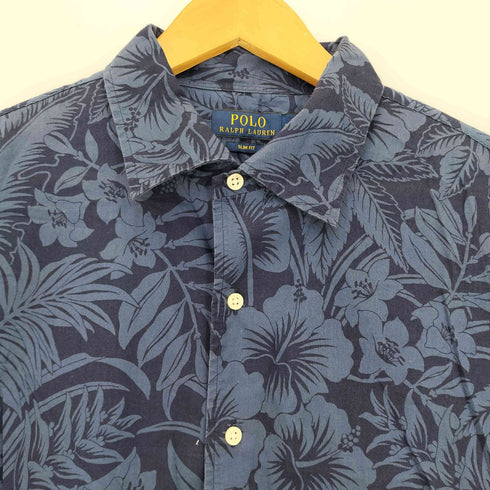 ポロラルフローレン POLO RALPH LAUREN SLIM FIT 花柄 コットン アロハシャツ メンズ import:XL