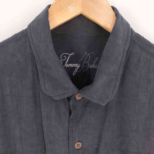 トミーバハマ Tommy Bahama 総柄 釣り竿刺繍 シルク半袖アロハシャツ メンズ import:XL