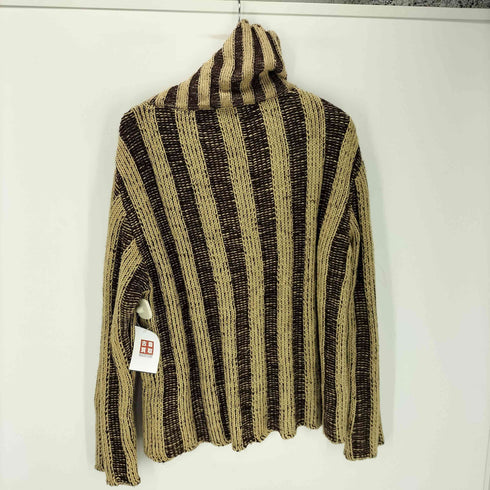 Tchaikhana 畦編み ストライプ タートルネック メキシカン ニット メンズ