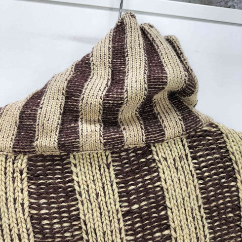 Tchaikhana 畦編み ストライプ タートルネック メキシカン ニット メンズ