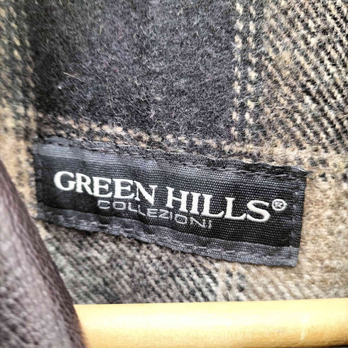 GREEN HILLS COLLEZIONI VERA PELLE 裏地グラデーションチェック ステッチ 3B レザー ジャケット レディース 40