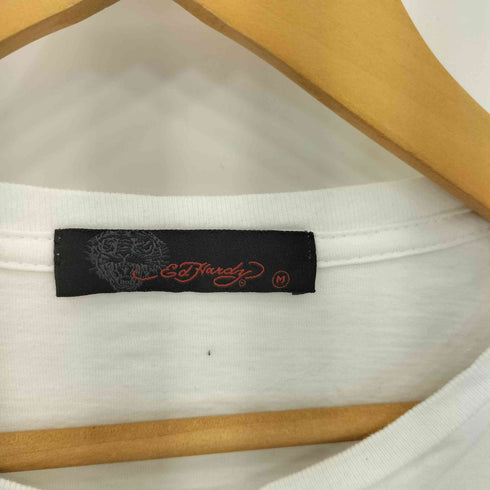 エドハーディー Ed Hardy DEAD OR ALIVE ラインストーン タトゥーデザイン クルーネック長袖 Tシャツ カットソー Y2K メンズ M