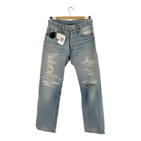リーバイス Levis 70s 501 66後期 ボタン裏6 平行ステッチ 黒カンヌキ リペアカスタム クラッシュ ボタンフライデニムパンツ メンズ