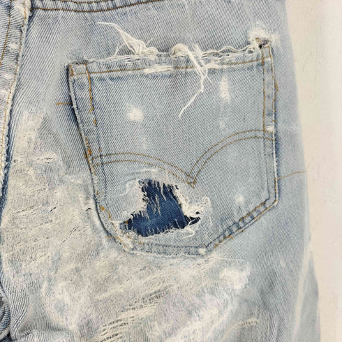 リーバイス Levis 70s 501 66後期 ボタン裏6 平行ステッチ 黒カンヌキ リペアカスタム クラッシュ ボタンフライデニムパンツ メンズ
