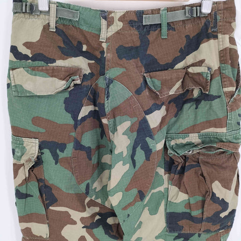 ユーエスアーミー U.S. ARMY 80S 米軍 WOODLAND CAMOUFLAGE ウッドランドカモ 迷彩 サイドアジャスター ドローコード トラウザーズ カーゴパンツ 1985年製 メンズ M