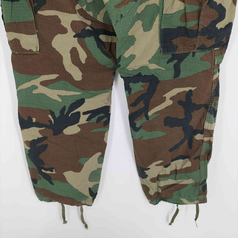 ユーエスアーミー U.S. ARMY 80S 米軍 WOODLAND CAMOUFLAGE ウッドランドカモ 迷彩 サイドアジャスター ドローコード トラウザーズ カーゴパンツ 1985年製 メンズ M