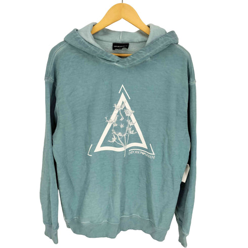 エンポリオアルマーニ EMPORIO ARMANI 21AW Blue Graphic Print Hooded Sweatshirt ブルー グラフィック プリント フード付き スウェット シャツ パーカー メンズ import:XS