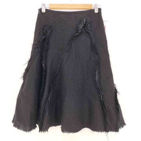 ジュンヤワタナベコムデギャルソン JUNYA WATANABE COMME des GARCONS 02AW ウール フリンジ 裁断 フレアスカート レディース JPN:M