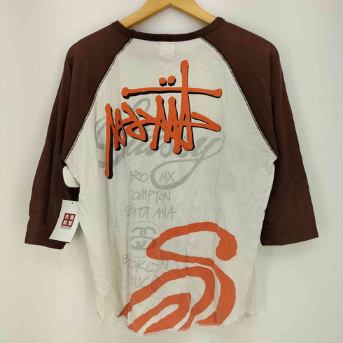 ステューシー Stussy 00s ワールドツアー 両面 グラフィックプリントラグランTシャツ 七分袖 メンズ import:S