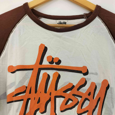 ステューシー Stussy 00s ワールドツアー 両面 グラフィックプリントラグランTシャツ 七分袖 メンズ import:S