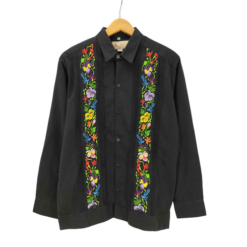 GUAYABERAS COLLI 花柄 刺繍 ピンタック L/S リネン シャツ メンズ 36