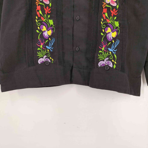 GUAYABERAS COLLI 花柄 刺繍 ピンタック L/S リネン シャツ メンズ 36