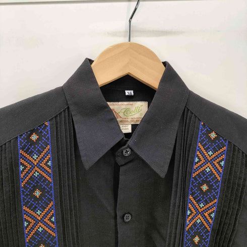 GUAYABERAS COLLI ネイティヴ柄 刺繍 ピンタック L/S リネン シャツ メンズ 36