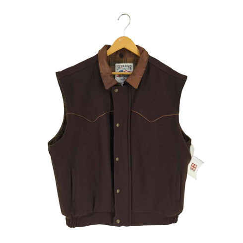 schaefer outfitter USA製 襟レザー ウールウエスタンカウボーイベスト メンズ 3XL