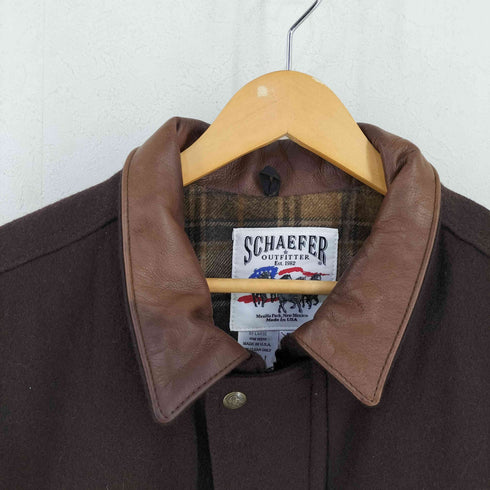 schaefer outfitter USA製 襟レザー ウールウエスタンカウボーイベスト メンズ 3XL