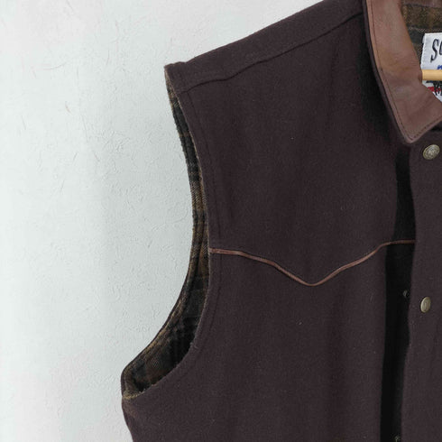schaefer outfitter USA製 襟レザー ウールウエスタンカウボーイベスト メンズ 3XL