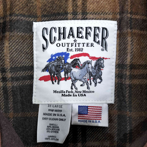schaefer outfitter USA製 襟レザー ウールウエスタンカウボーイベスト メンズ 3XL