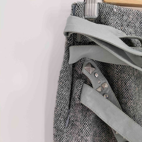 クリスチャンディオール Christian Dior ウール100% スタッズベルトドッキングスカート レディース EUR:38
