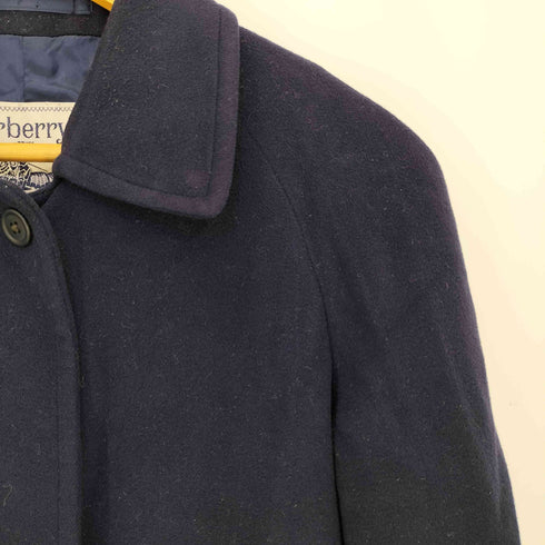 バーバリーズ BURBERRYS 90s 白タグ カシミヤ100 比翼 ステンカラーコート レディース import:S