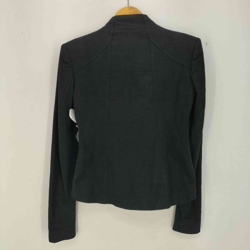 ヘルムートラング HELMUT LANG アシンメトリー カーブデザイン ノーカラー ライダースジャケット 短丈 レディース 0
