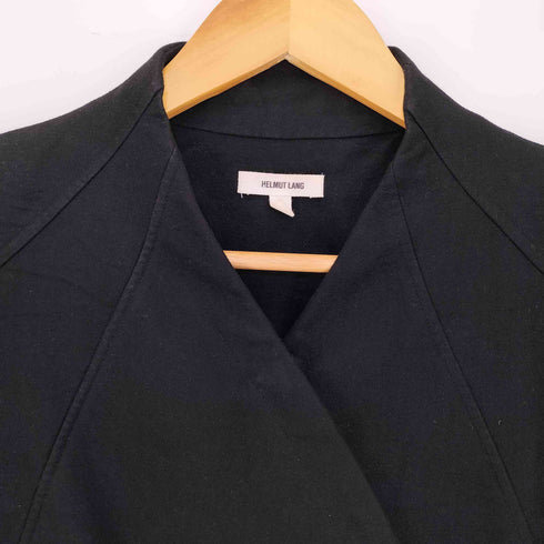 ヘルムートラング HELMUT LANG アシンメトリー カーブデザイン ノーカラー ライダースジャケット 短丈 レディース 0