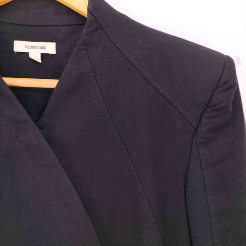 ヘルムートラング HELMUT LANG アシンメトリー カーブデザイン ノーカラー ライダースジャケット 短丈 レディース 0