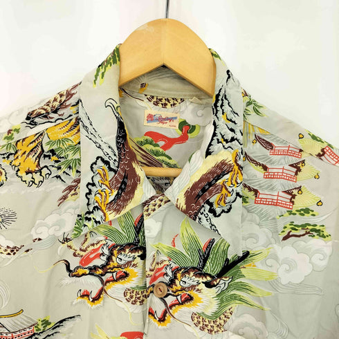 サンサーフ SUN SURF 和柄 虎 鷲 レーヨン アロハシャツ メンズ import:M