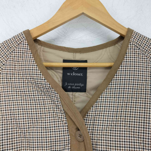 ダブルクローゼット w closet VネックWステッチひょうたんキルティングジャケット レディース FREE