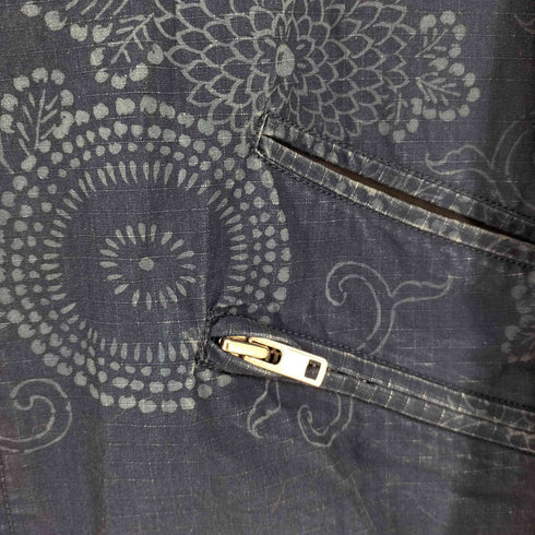 KU INDIGO 和柄 インディゴ ジップ デザイン コート メンズ