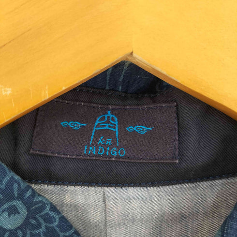 KU INDIGO 和柄 インディゴ ジップ デザイン コート メンズ