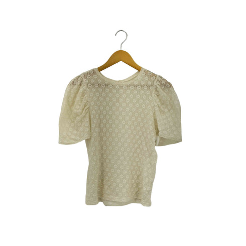 レイビームス Ray BEAMS フラワー レース ギャザー スリーブ Tシャツ レディース