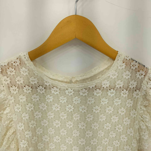 レイビームス Ray BEAMS フラワー レース ギャザー スリーブ Tシャツ レディース