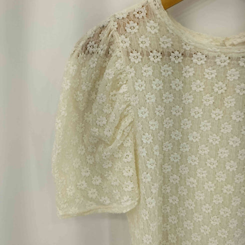 レイビームス Ray BEAMS フラワー レース ギャザー スリーブ Tシャツ レディース