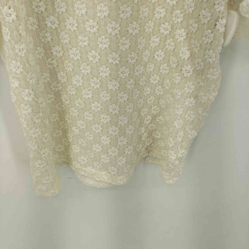 レイビームス Ray BEAMS フラワー レース ギャザー スリーブ Tシャツ レディース