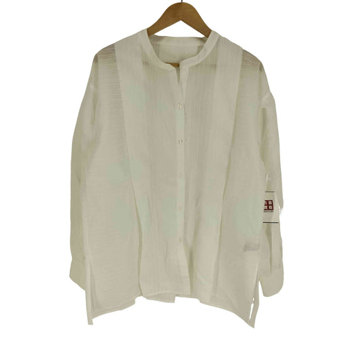 OLLUN Volume Stripe Tuck Shirt ボリュームストライプタックシャツ バルーンスリーブ レディース