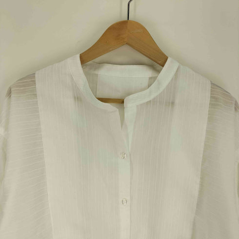 OLLUN Volume Stripe Tuck Shirt ボリュームストライプタックシャツ バルーンスリーブ レディース