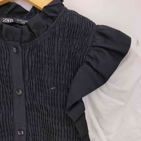 ザラ ZARA フリル パフスリーブ シャーリング ブラウス レディース JPN:XS
