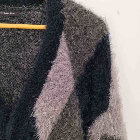 N NUMBER RE FEATHERY YARN ARGYLE JACQYARD KNIT CARDIGAN メンズ 4