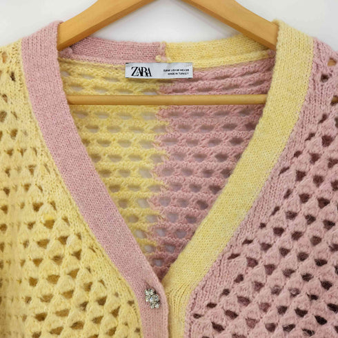 ザラ ZARA KNIT CARDIGAN WITH GEM BUTTON ニットカーディガン ジュエリーボタン レディース JPN:M