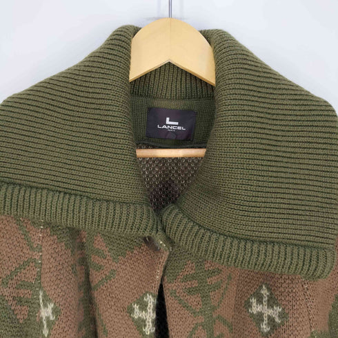 ランセル LANCEL 総柄 ラグランスリーブ ショールカラー ニットコート メンズ 9