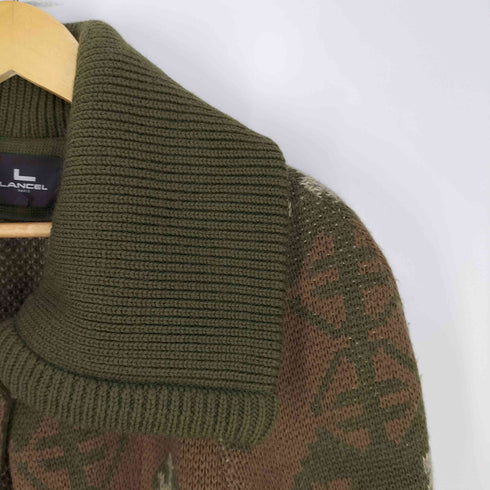 ランセル LANCEL 総柄 ラグランスリーブ ショールカラー ニットコート メンズ 9