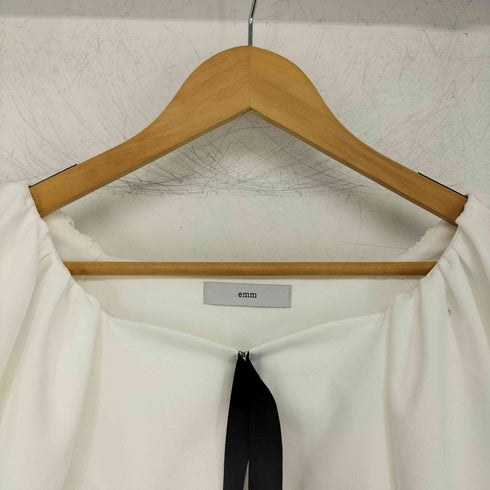 emm gather ribbon blouse リボンギャザーブラウス レディース FREE