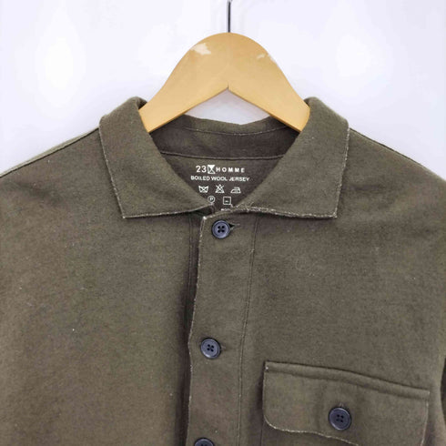 ニジュウサンクオム 23区HOMME BOILED WOOL JERSEY ウールメルトン フラップポケット ハーフボタンジャケット メンズ 46