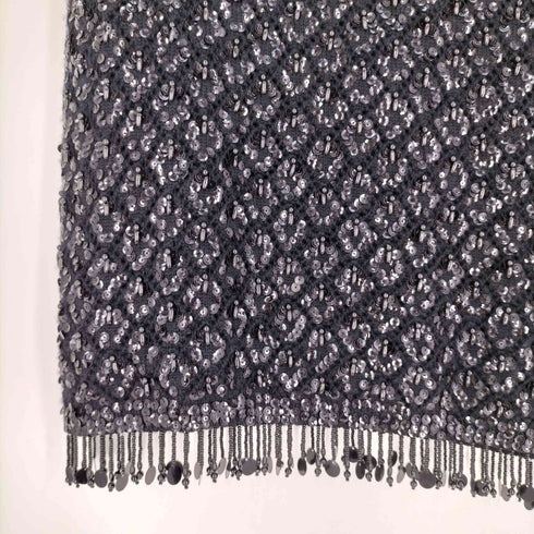 LION KNITTERS 英国製 ARROWジップ 片爪 スパンコール バックジップ フリンジベスト レディース DE:36