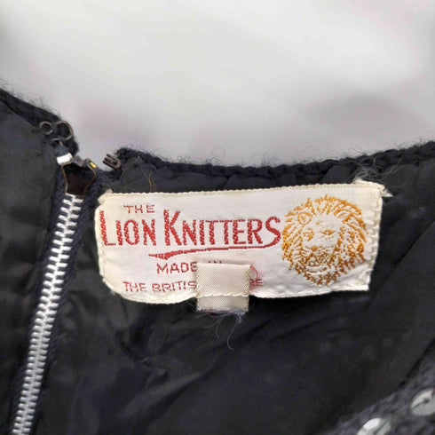 LION KNITTERS 英国製 ARROWジップ 片爪 スパンコール バックジップ フリンジベスト レディース DE:36